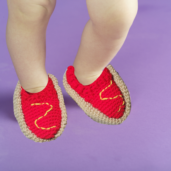 Hot Dog Toddler Slippers Crochet Pattern