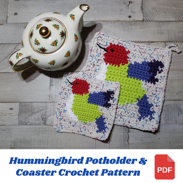 Hummingbird Coaster and Potholder Crochet Pattern PDF