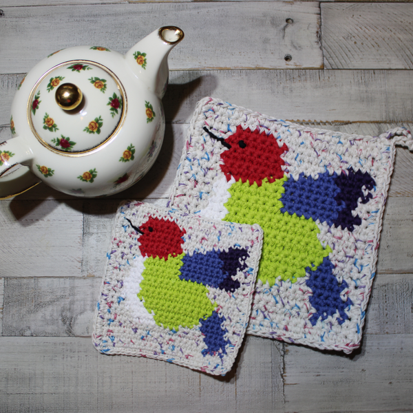 Hummingbird Coaster and Potholder Crochet Pattern PDF