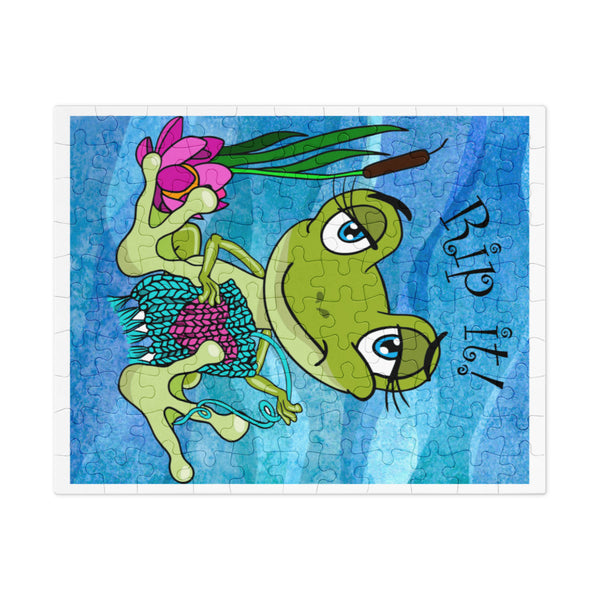 Rip It! Frog Jigsaw Puzzle with Tin