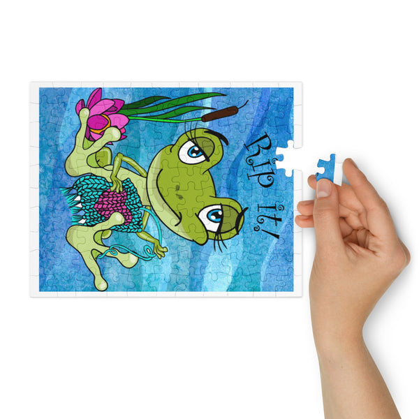 Rip It! Frog Jigsaw Puzzle with Tin