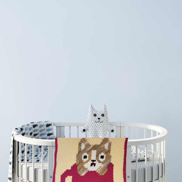 Kitten in a Teacup Baby Blanket, Handmade Crochet