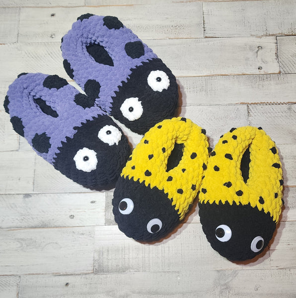 Red Ladybug Crochet Slipper Pattern: Adult Sizes PDF Download