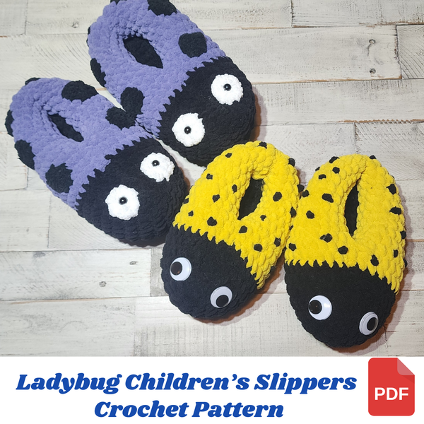 Children’s Ladybug Slippers Crochet Pattern