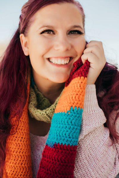 Learn to Crochet a Rainbow Scarf, Complete Crochet Kit - My Fingers Fly