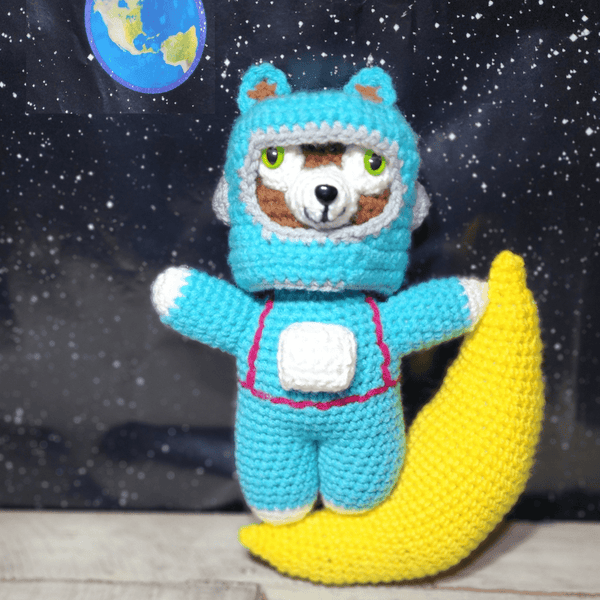 Meow on the Moon Amigurumi Pattern, Captain Whiskers Cat Astronaut Crochet Pattern - My Fingers Fly