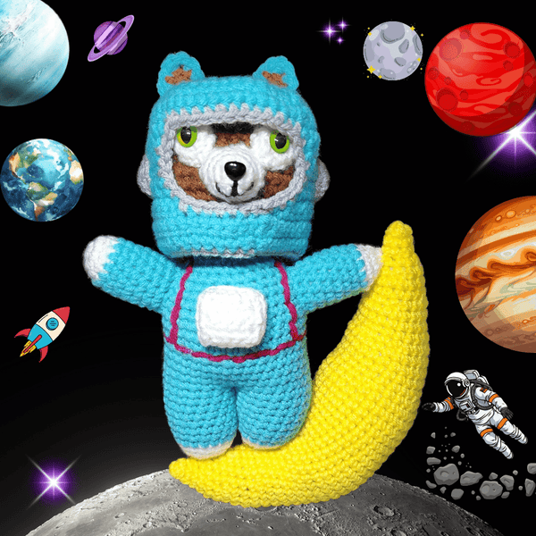 Meow on the Moon Amigurumi Pattern, Captain Whiskers Cat Astronaut Crochet Pattern - My Fingers Fly