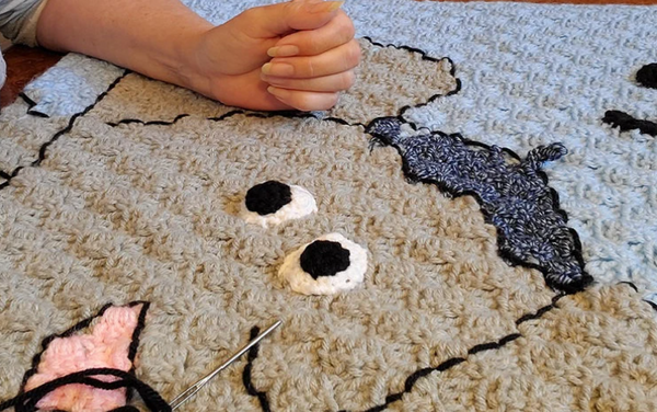 Toddler Blanket, Handmade Crochet, Miles the Jazzy Elephant C2C Afghan