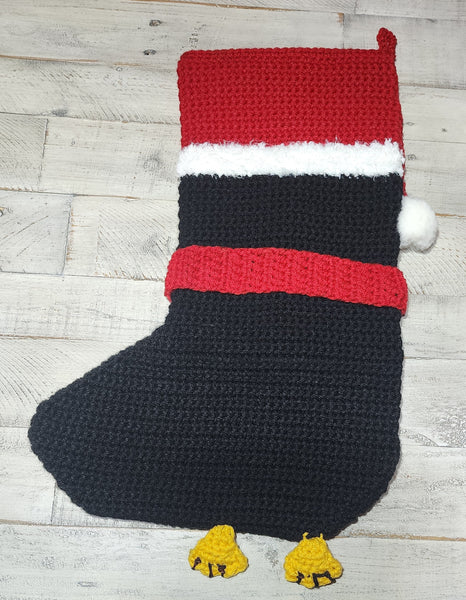 Penguin Christmas Stocking, Handmade Crochet