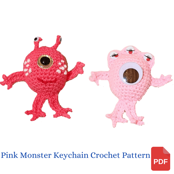 Pink Monster Keychain Crochet Pattern - My Fingers Fly