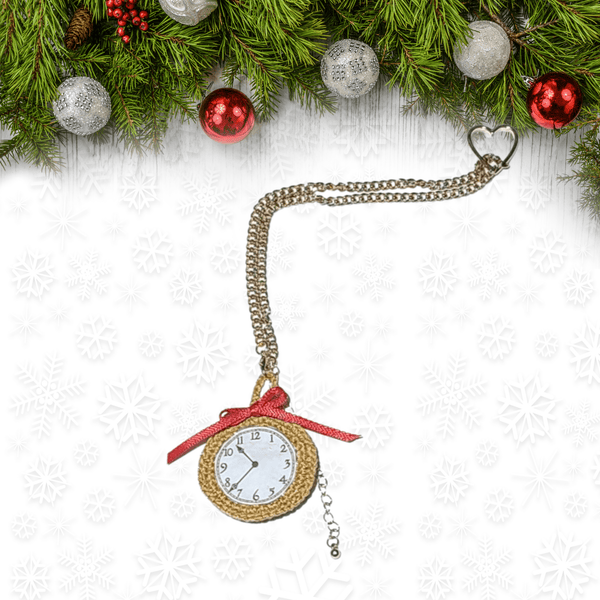 Pocket Watch Christmas Ornament Crochet Pattern - My Fingers Fly