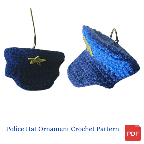 Policeman Hat Christmas Ornament Crochet Pattern - My Fingers Fly