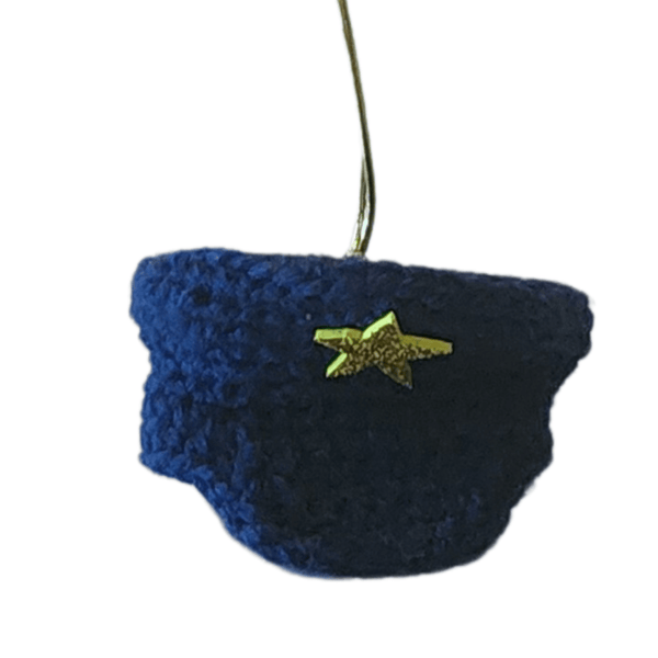 Policeman Hat Christmas Ornament Crochet Pattern - My Fingers Fly