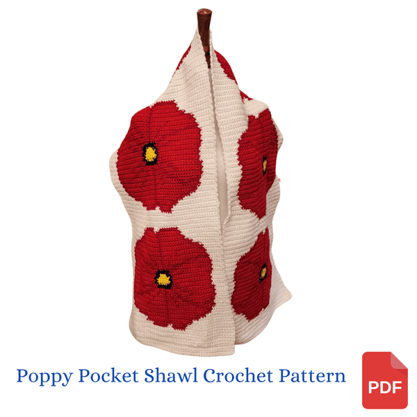 Poppy Pocket Shawl Crochet Pattern - My Fingers Fly