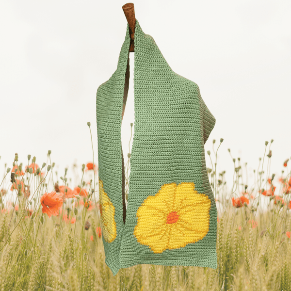 Poppy Pocket Shawl, Handmade Crochet - My Fingers Fly