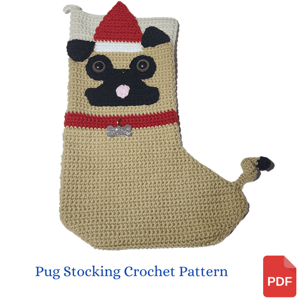 Pug Christmas Stocking Crochet Pattern - My Fingers Fly