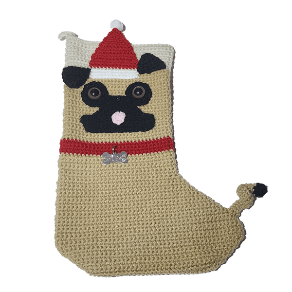 Pug Christmas Stocking Crochet Pattern - My Fingers Fly