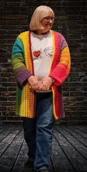 Rainbow Squares Cardigan Crochet Pattern - My Fingers Fly