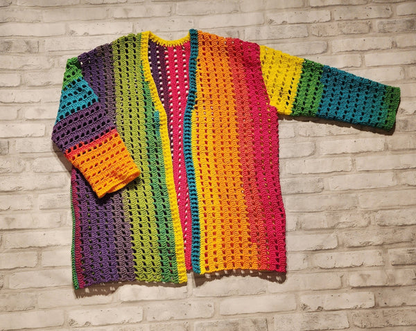 Rainbow Squares Cardigan Crochet Pattern - My Fingers Fly