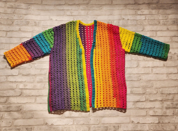 Rainbow Squares Cardigan Crochet Pattern - My Fingers Fly