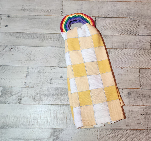 Crochet Pattern, Rainbow Towel Holder