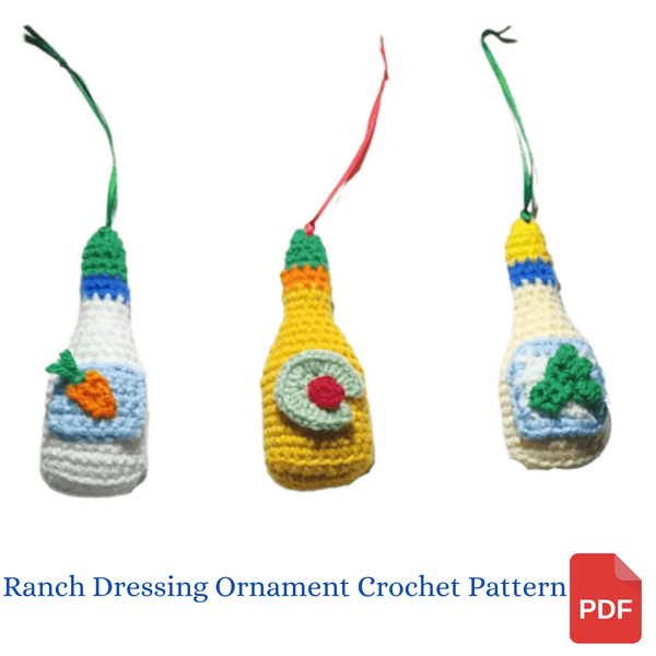Ranch Dressing Christmas Ornament Crochet Pattern - My Fingers Fly