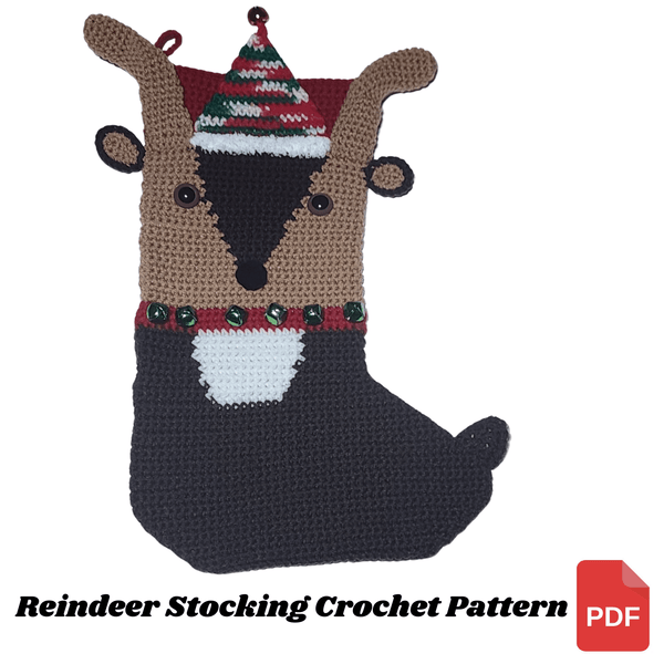Reindeer Christmas Stocking Crochet Pattern - My Fingers Fly
