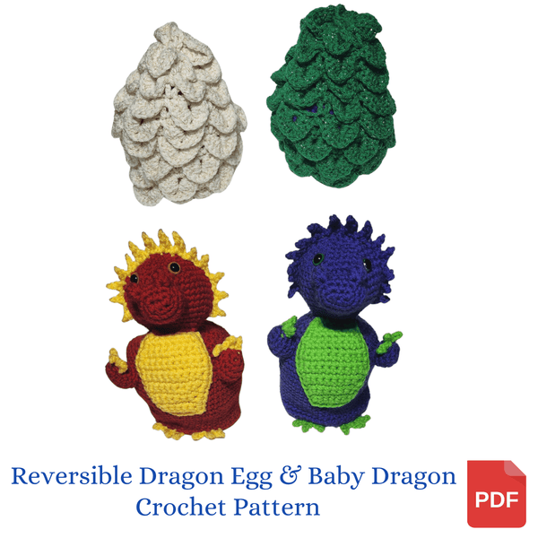 Reversible Dragon Egg & Baby Dragon Amigurumi Crochet Pattern - My Fingers Fly