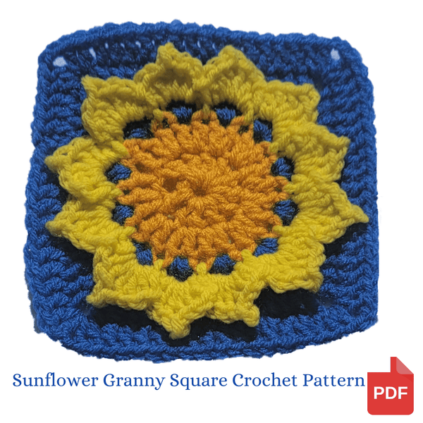 Sunflower Granny Square Crochet Pattern - My Fingers Fly