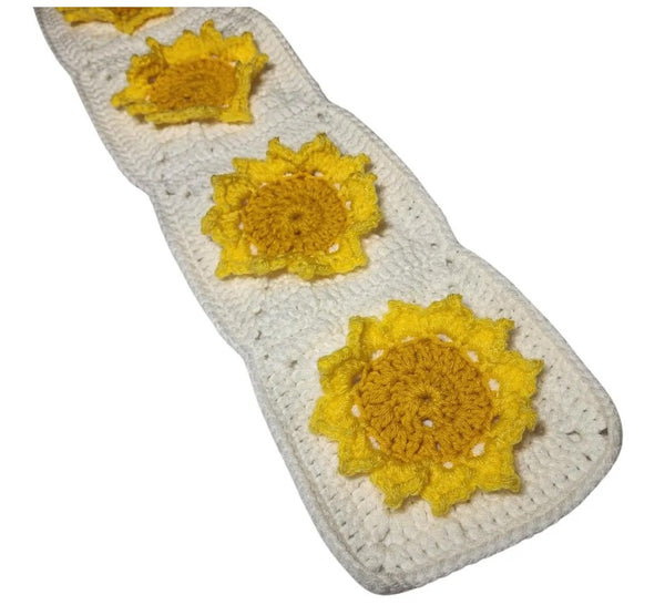 Sunflowers in Snow Scarf – Handmade Crochet