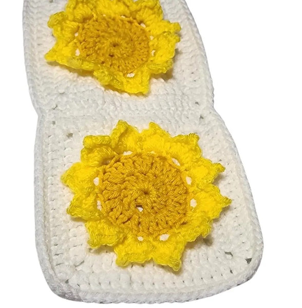 Sunflowers in Snow Scarf – Handmade Crochet