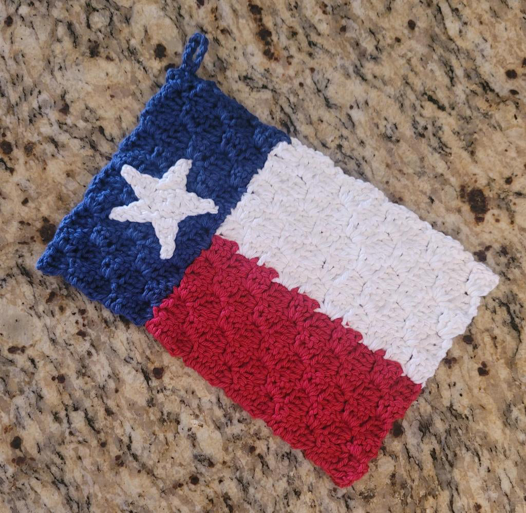 Texas Flag Potholder, Handmade Crochet