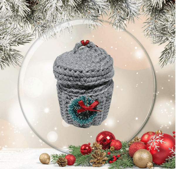 Trash Can Ornament, Handmade Crochet - My Fingers Fly