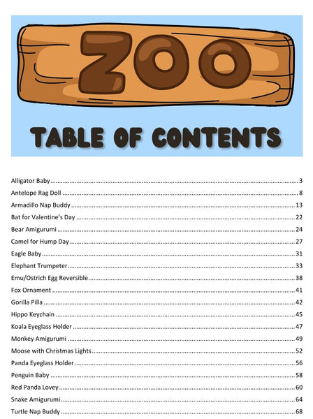 Zoo Animals Amigurumi Crochet Pattern Ebook