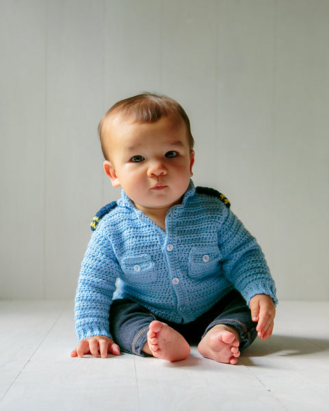 Coastal Military Baby Sweater Crochet Pattern