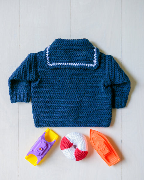 Crochet Kit for Baby Sailor Crackerjack Sweater and Lifesaver Baby Rattle