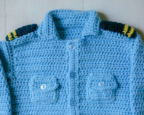 Coastal Military Baby Sweater Crochet Pattern