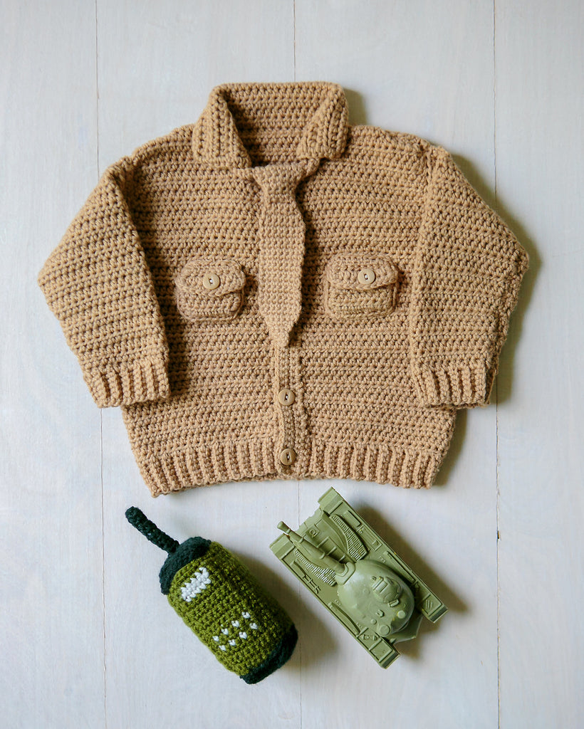 Crochet Kit for Baby Marine Uniform Sweater and Radio-Shaped Baby Ratt ...