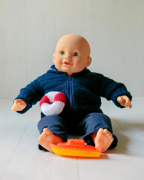Baby Sailor Crackerjack Sweater & Lifesaver Rattle Crochet Pattern, Instant PDF Download