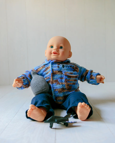 Baby Air Force Sweater and Canteen Baby Rattle Crochet Pattern
