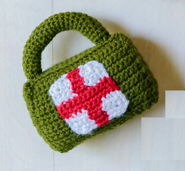 Briefcase Rattle Crochet Pattern, First Aid Kit Rattle Pattern, Handbag Rattle Pattern