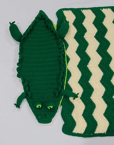 Crochet Pattern Amigurumi, Alligator Nap Buddy, Toddler Blanket and Alligator Plush Toy