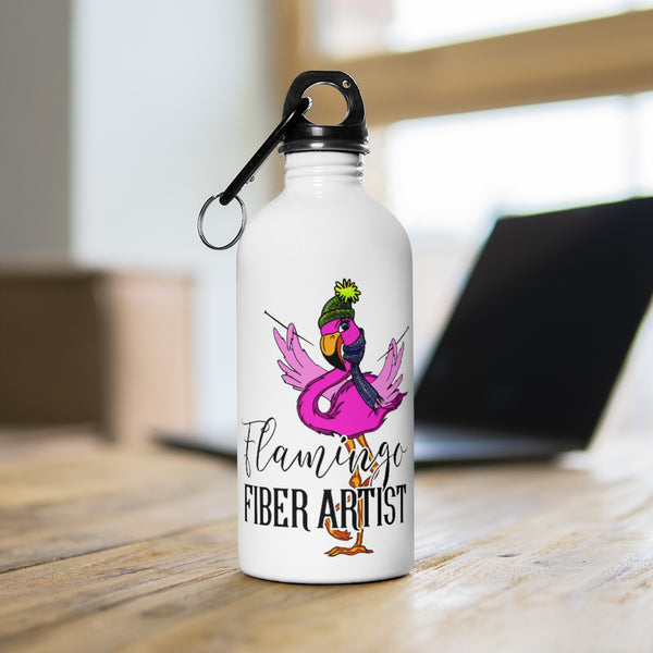 Flamingo Fiber Artist Stainless Steel Water Bottle