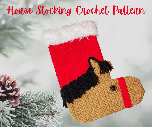 Christmas Crochet Pattern, Horse Christmas Stocking