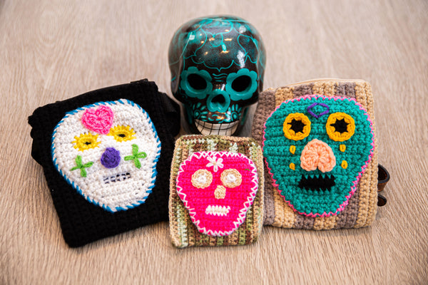 Sugar Skull Crochet Patterns Ebook - Ladies' and Girls' Ponchos, Kitchen Towel, Purses, Bowling Bag, Jewelry, Face Mask