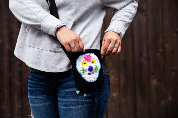 Sugar Skull Crochet Patterns Ebook - Ladies' and Girls' Ponchos, Kitchen Towel, Purses, Bowling Bag, Jewelry, Face Mask