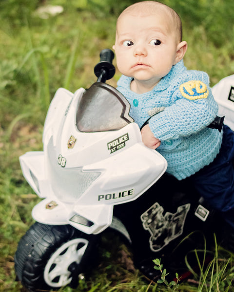 Baby Police Officer Sweater Crochet Pattern, Take Baby to Work Day Sweater Crochet Pattern