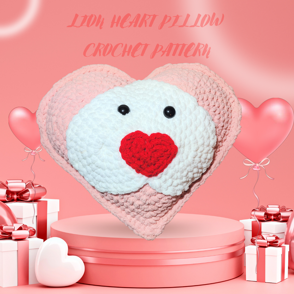 Lion Heart Pillow Crochet Pattern