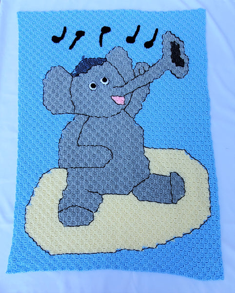 Miles the Jazzy Elephant C2C Afghan Crochet Pattern