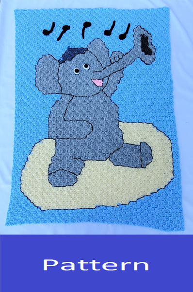 Miles the Jazzy Elephant C2C Afghan Crochet Pattern
